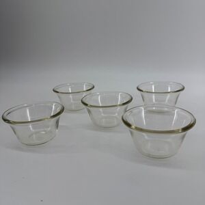 Vintage Pyrex 414 Clear Glass Custard Cups Ramekins 6 oz USA Set of 5